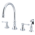 Kingston Brass Widespread Kitchen Faucet, Polished Chrome KS2791TLBS